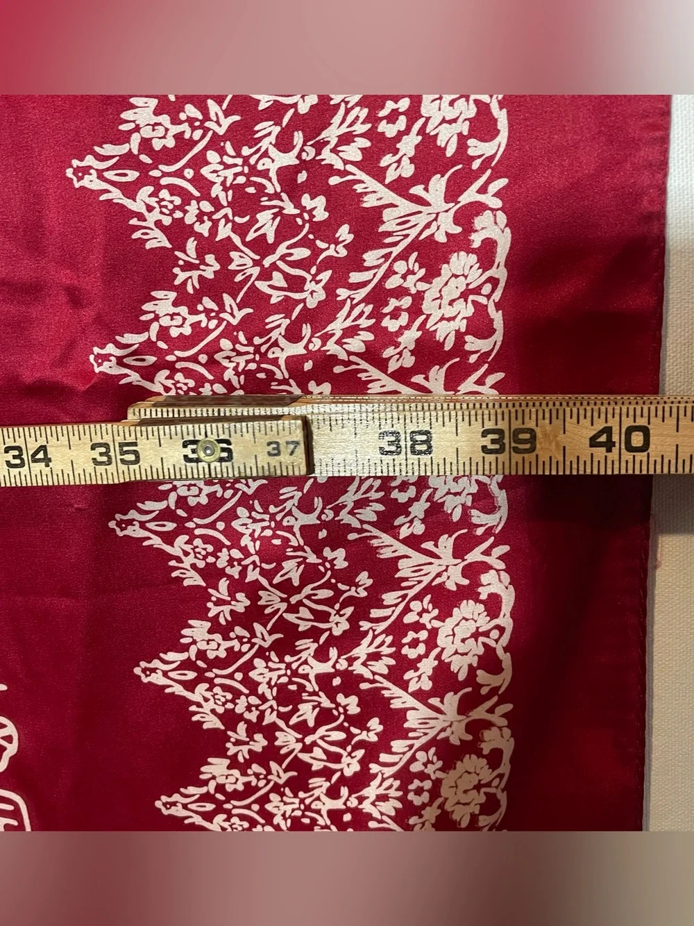 Vintage Red Silk Chinese 100 Fu Blessing Fortune Square Scarf Wall Hanging 40x40